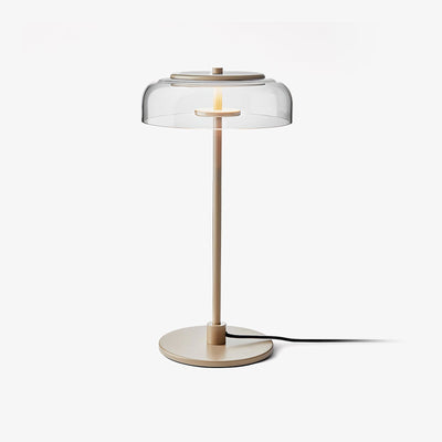 Rinelette Table Lamp Clear Glass Shade Wood Base