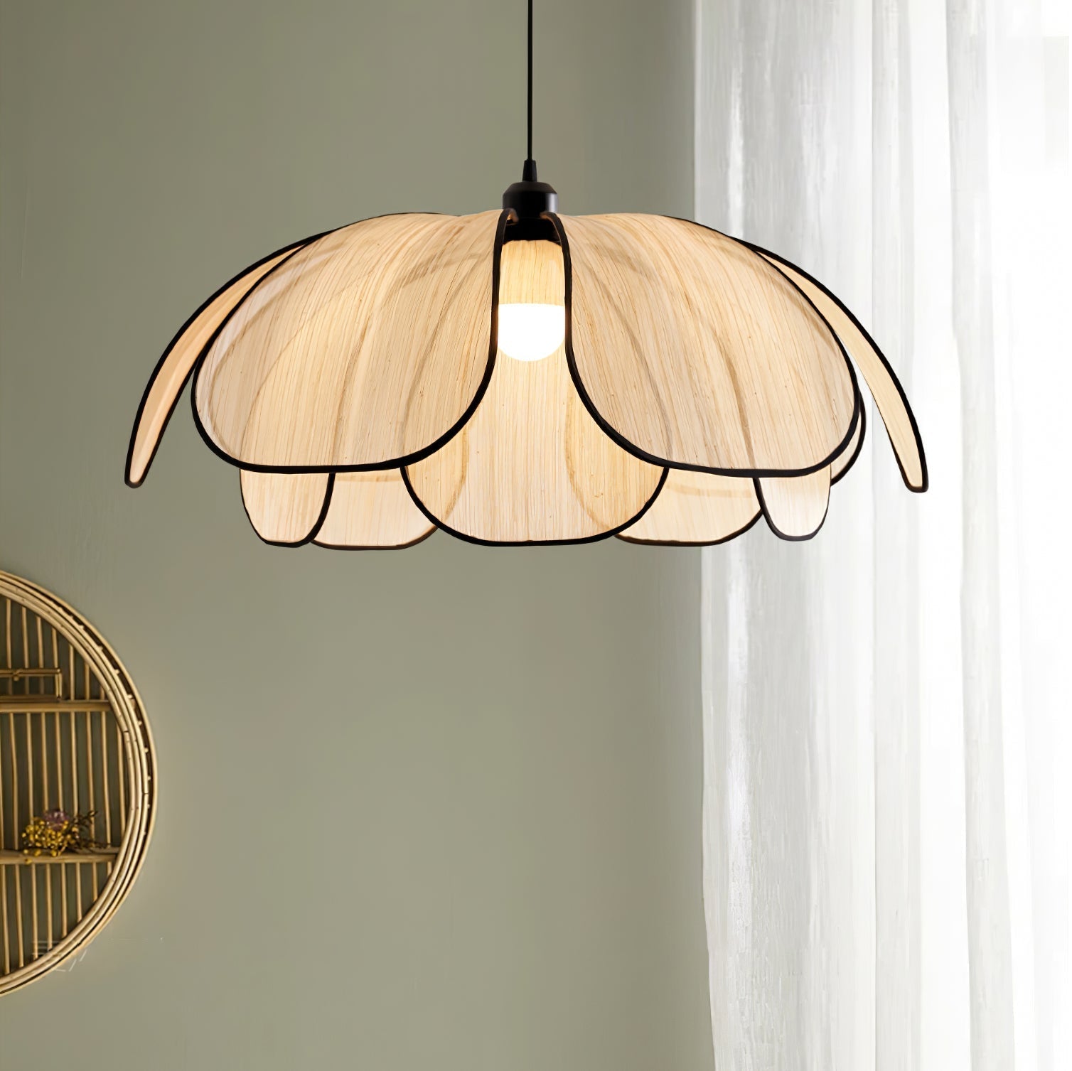 Elthaus Blossom Leaf Fiber Pendant Lamp