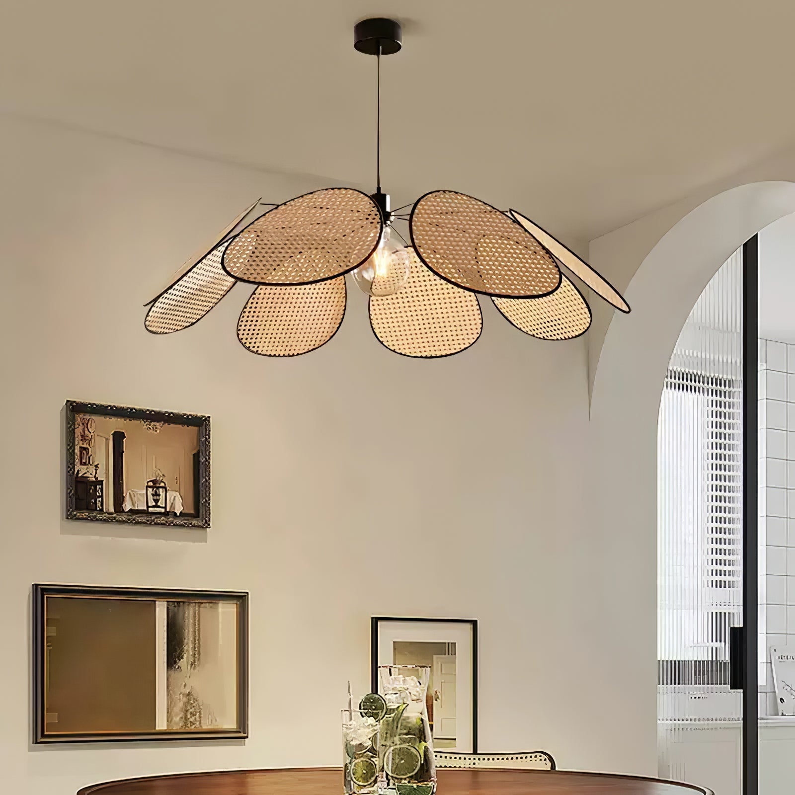 Orvara Blossom Petal Rattan Pendant Lamp