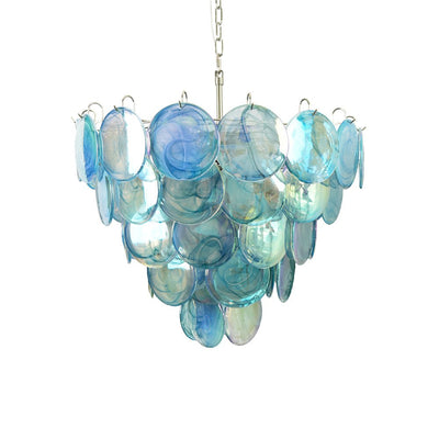 Veloissa Chandelier Blue Murano Glass Disc Elegant