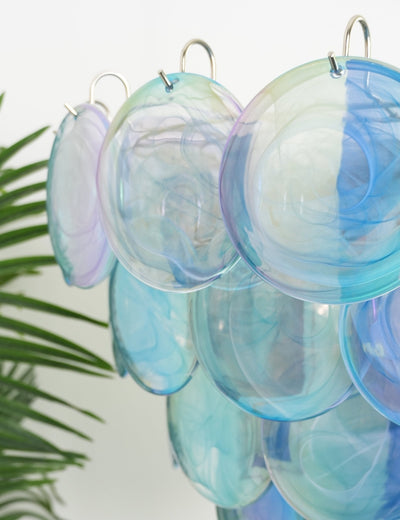 Veloissa Chandelier Blue Murano Glass Disc Elegant