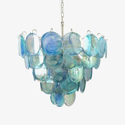 Veloissa Chandelier Blue Murano Glass Disc Elegant