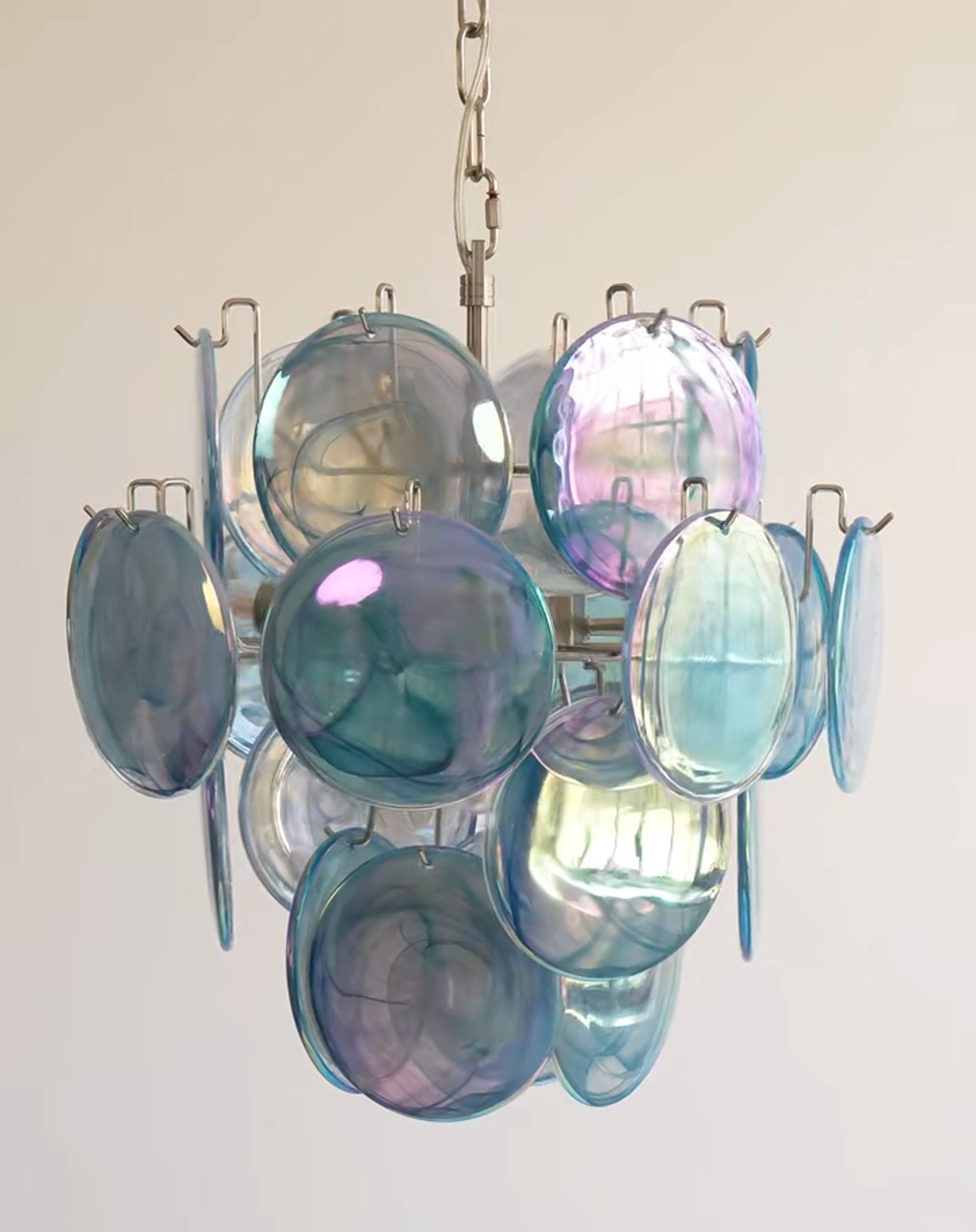Liororine Chandelier Blue Murano Glass Disc Vintage