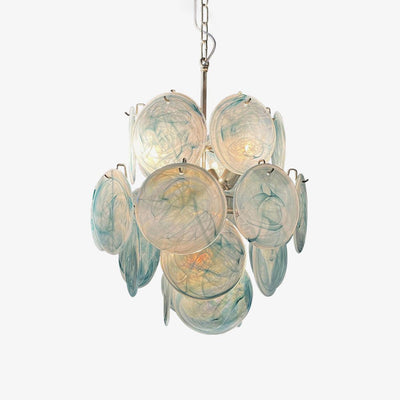 Liororine Chandelier Blue Murano Glass Disc Vintage