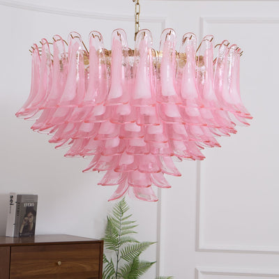 Celaella Chandelier Blush Pink Murano Glass Petals Elegant