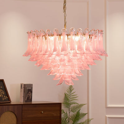 Celaella Chandelier Blush Pink Murano Glass Petals Elegant