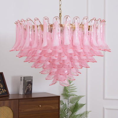 Celaella Chandelier Blush Pink Murano Glass Petals Elegant