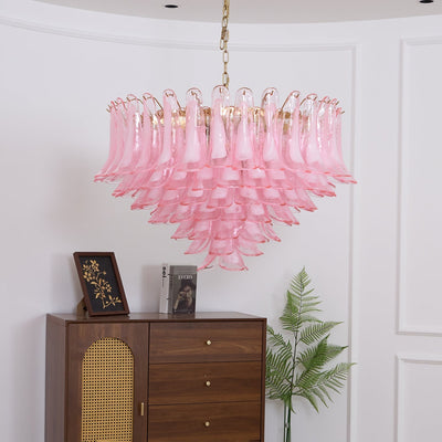 Celaella Chandelier Blush Pink Murano Glass Petals Elegant