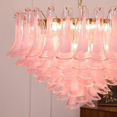 Celaella Chandelier Blush Pink Murano Glass Petals Elegant
