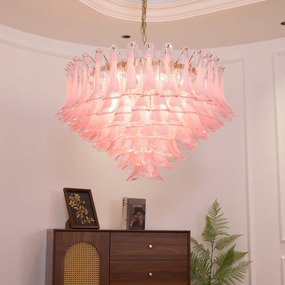 Celaella Chandelier Blush Pink Murano Glass Petals Elegant
