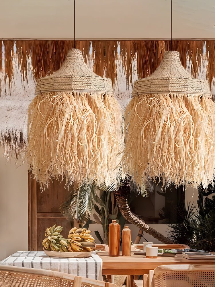 Bohemian Raffia Pendant Light