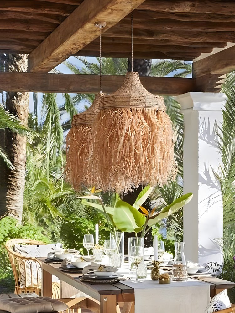 Bohemian Raffia Pendant Light