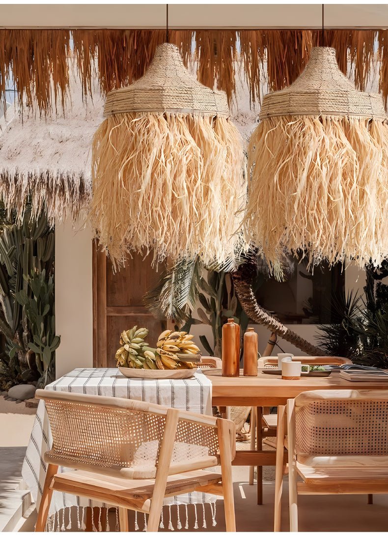 Bohemian Raffia Pendant Light