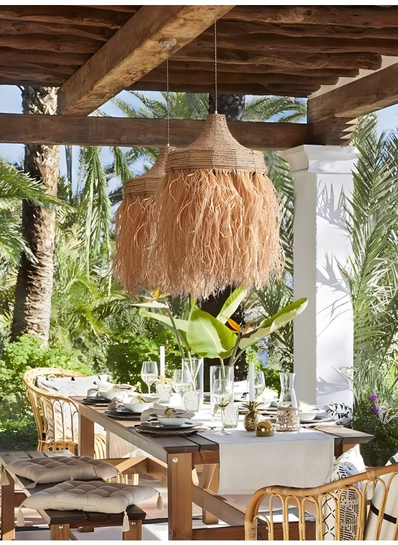 Bohemian Raffia Pendant Light