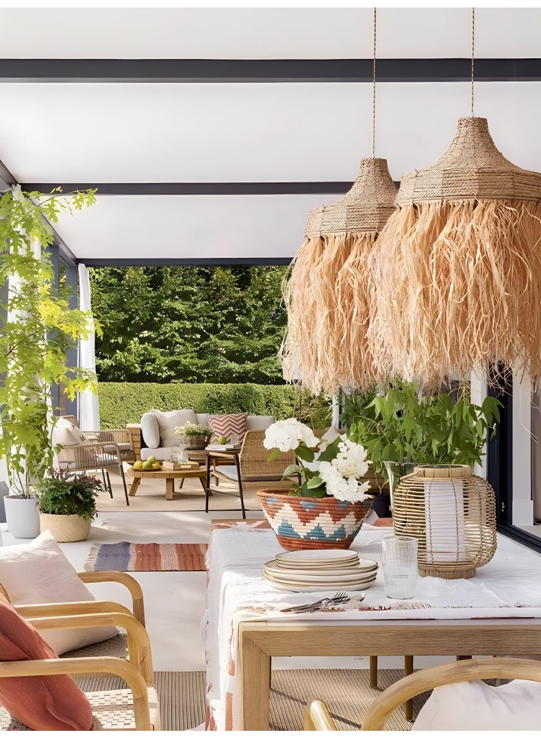 Bohemian Raffia Pendant Light