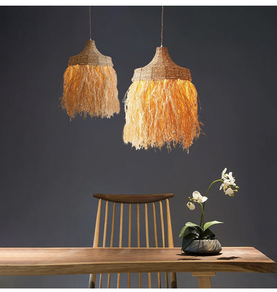 Bohemian Raffia Pendant Light
