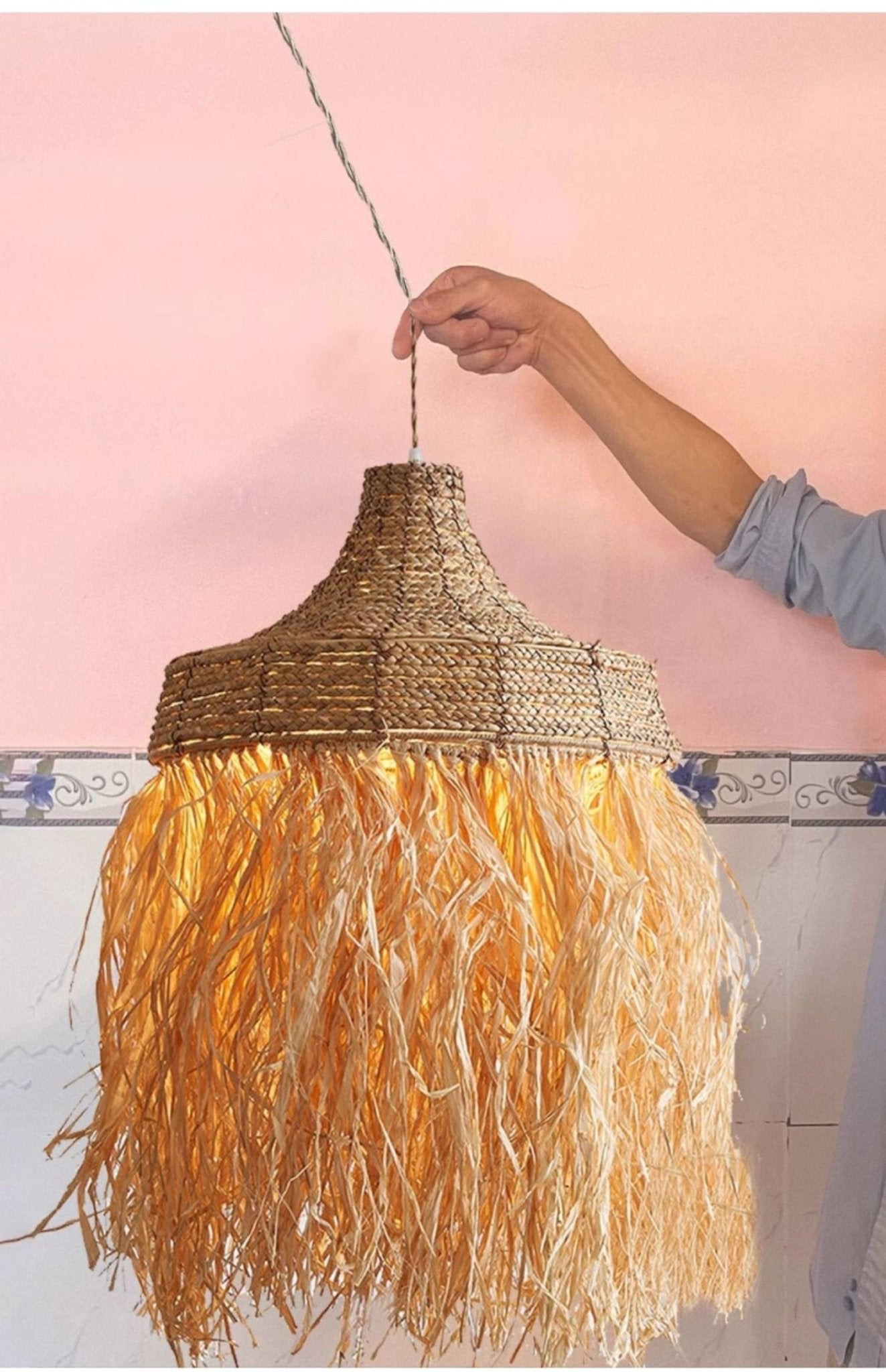 Bohemian Raffia Pendant Light