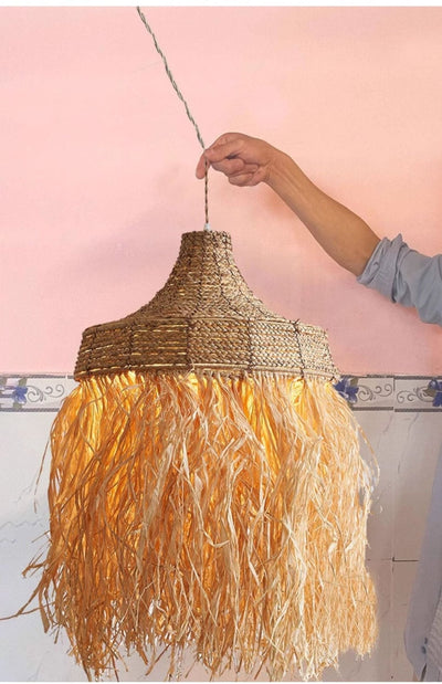 Bohemian Raffia Pendant Light