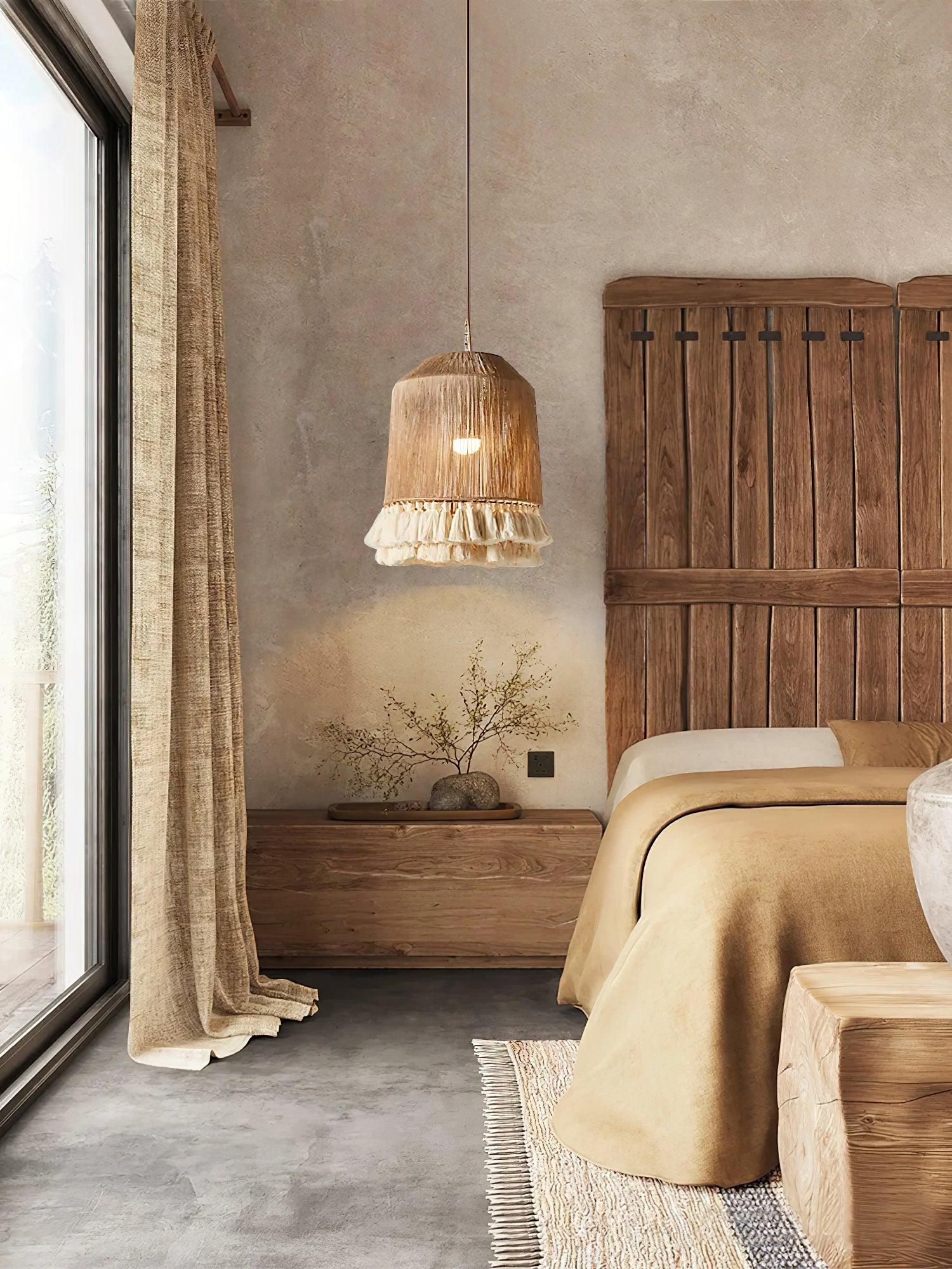 Lustra Pendant Lamp Cotton Tassels for Living Room - Neutral Decor