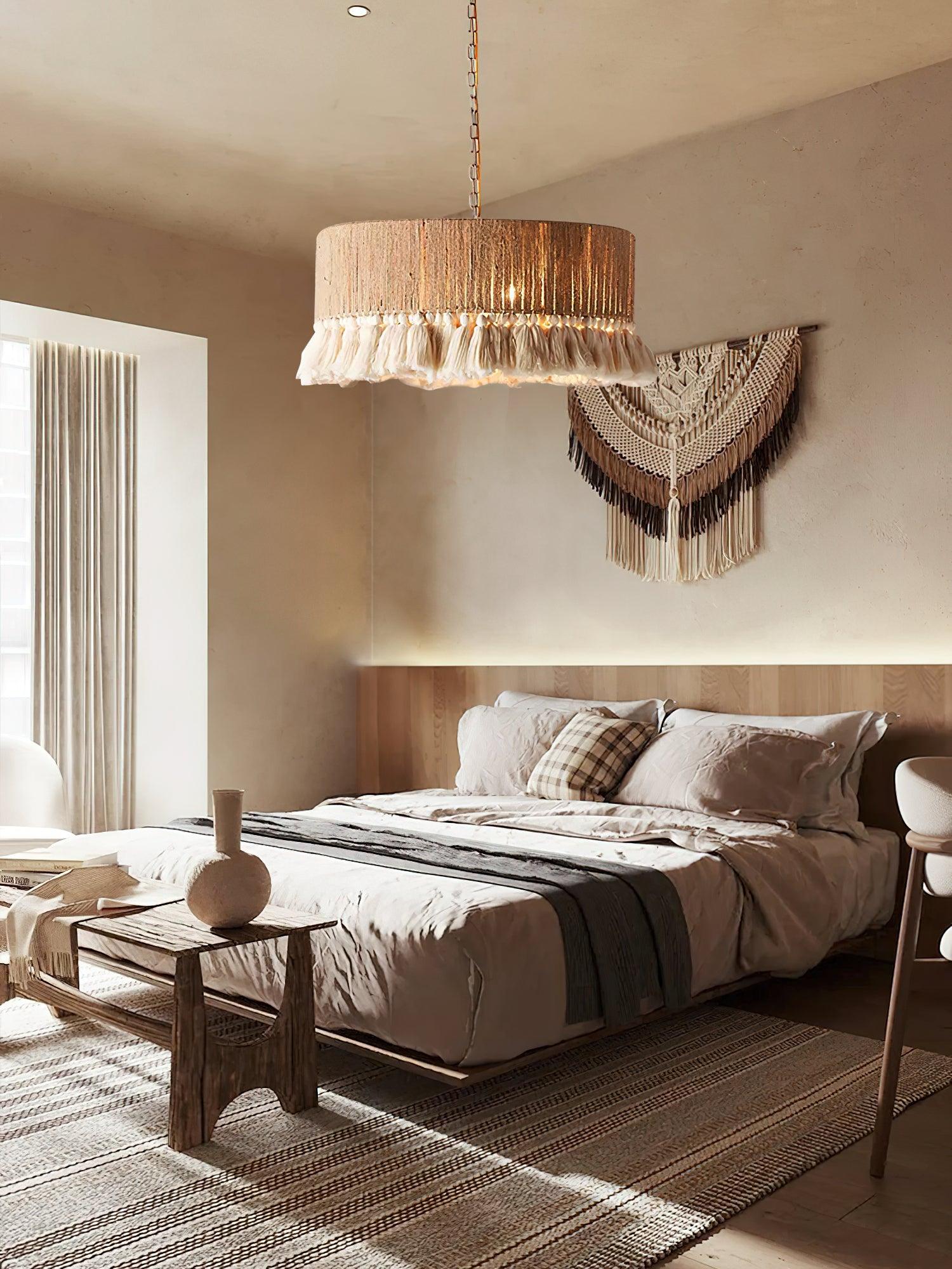 Lustra Pendant Lamp Cotton Tassels for Living Room - Neutral Decor