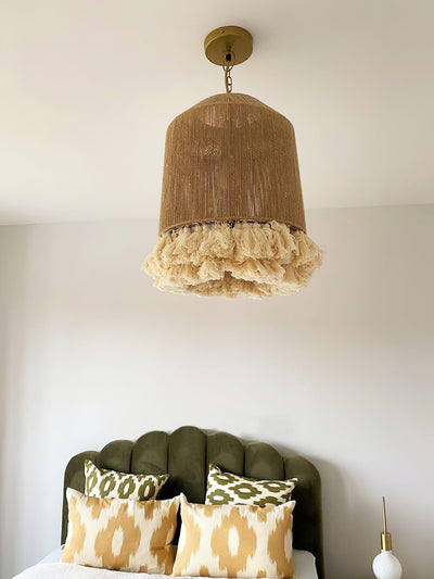 Lustra Pendant Lamp Cotton Tassels for Living Room - Neutral Decor