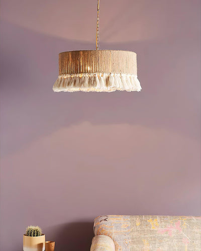 Lustra Pendant Lamp Cotton Tassels for Living Room - Neutral Decor