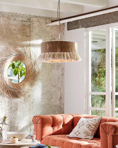 Lustra Pendant Lamp Cotton Tassels for Living Room - Neutral Decor
