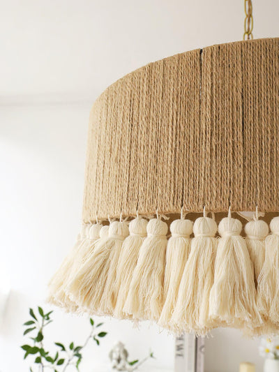 Lustra Pendant Lamp Cotton Tassels for Living Room - Neutral Decor