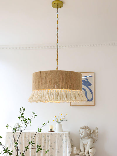 Lustra Pendant Lamp Cotton Tassels for Living Room - Neutral Decor