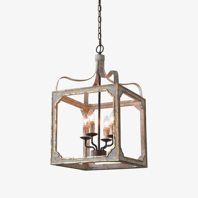 Cirivian Chandelier Rustic Cube Vintage Frame
