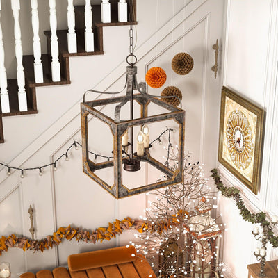 Cirivian Chandelier Rustic Cube Vintage Frame