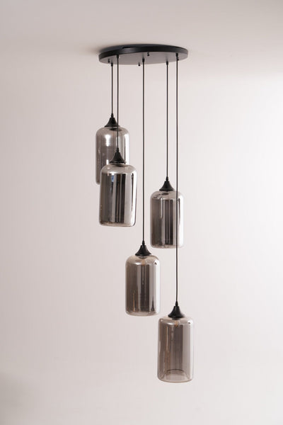Tevely Glass Industrial Chic Pendant Light