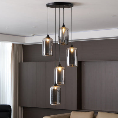 Valentina Minimalist Bottle Glass Pendant Light Smoke Gray