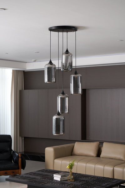 Tevely Glass Industrial Chic Pendant Light