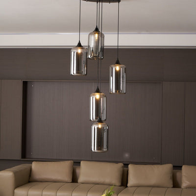Valentina Minimalist Bottle Glass Pendant Light Smoke Gray