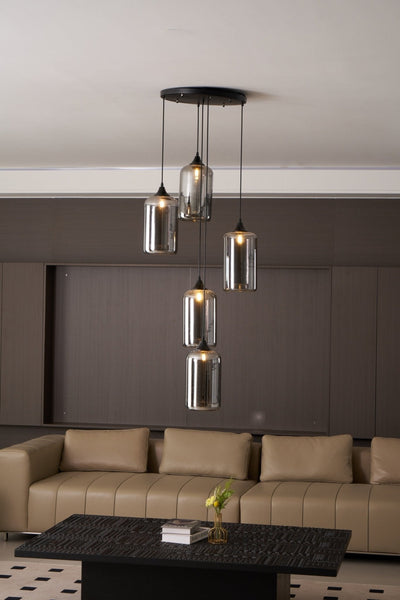 Tevely Glass Industrial Chic Pendant Light