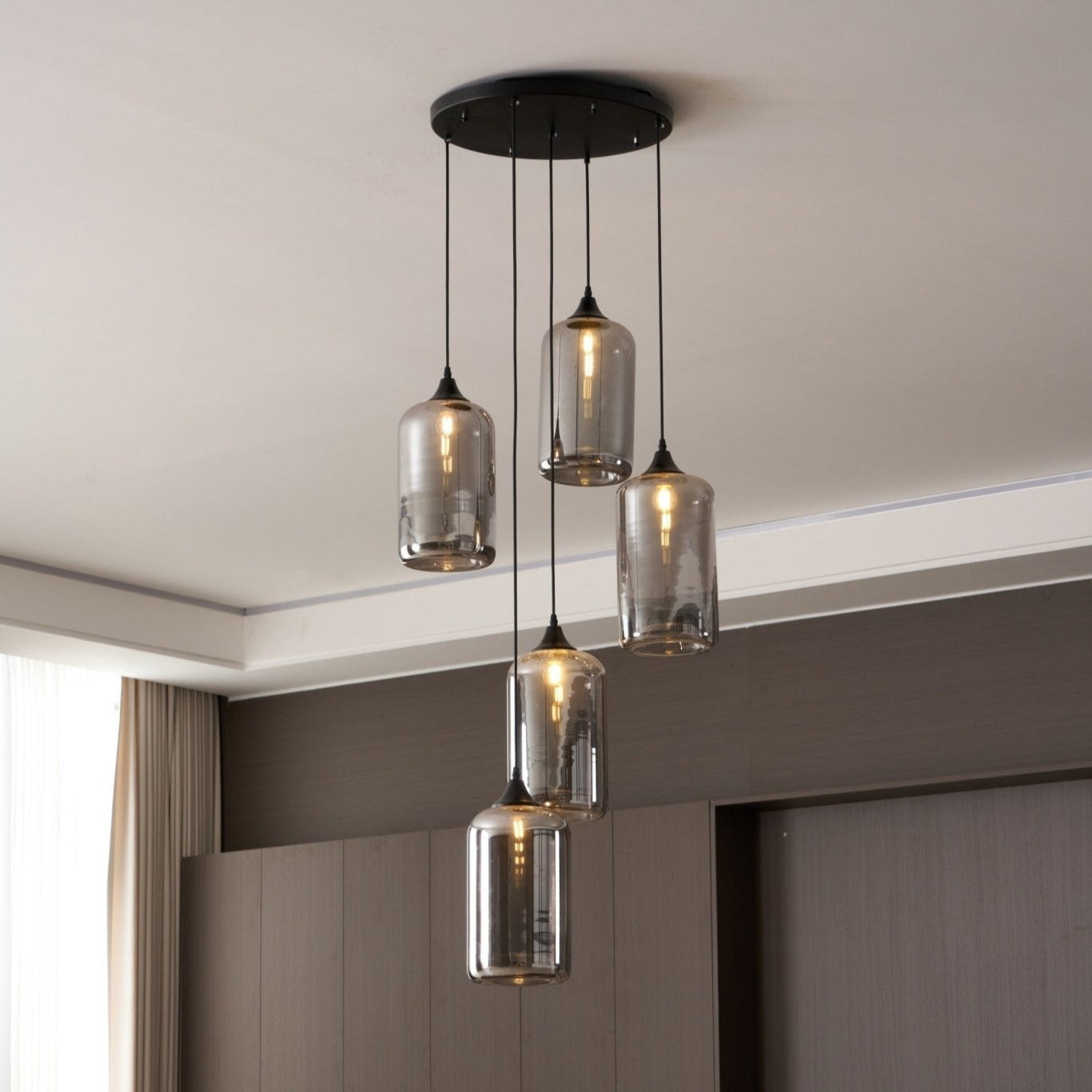 Valentina Minimalist Bottle Glass Pendant Light Smoke Gray