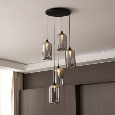Valentina Minimalist Bottle Glass Pendant Light Smoke Gray