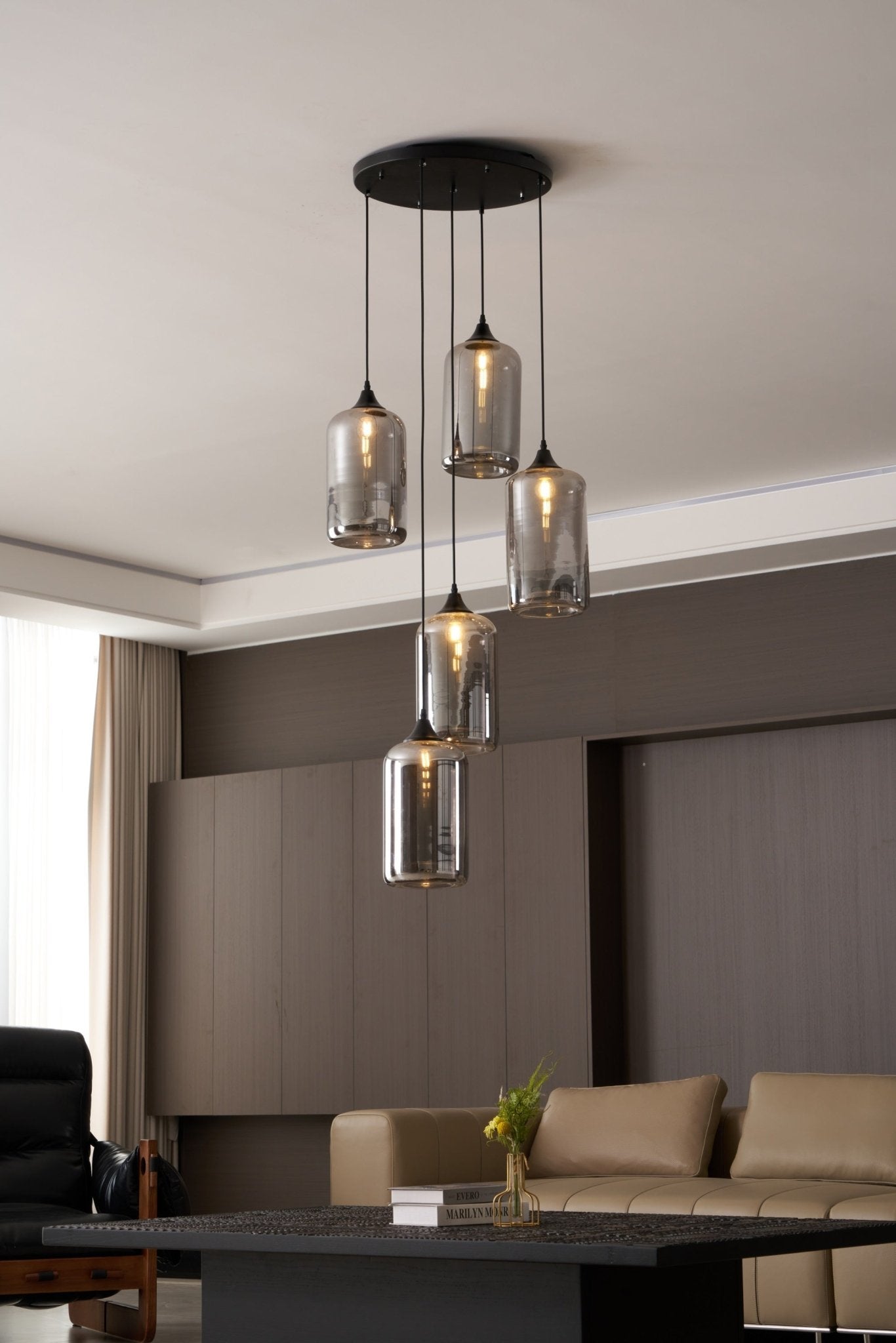 Tevely Glass Industrial Chic Pendant Light