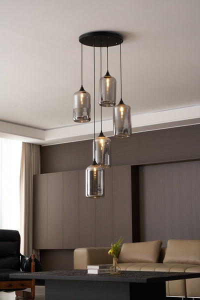 Tevely Glass Industrial Chic Pendant Light