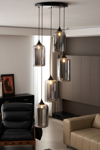 Tevely Glass Industrial Chic Pendant Light