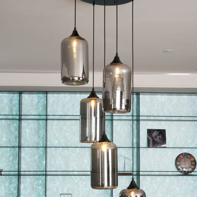 Valentina Minimalist Bottle Glass Pendant Light Smoke Gray