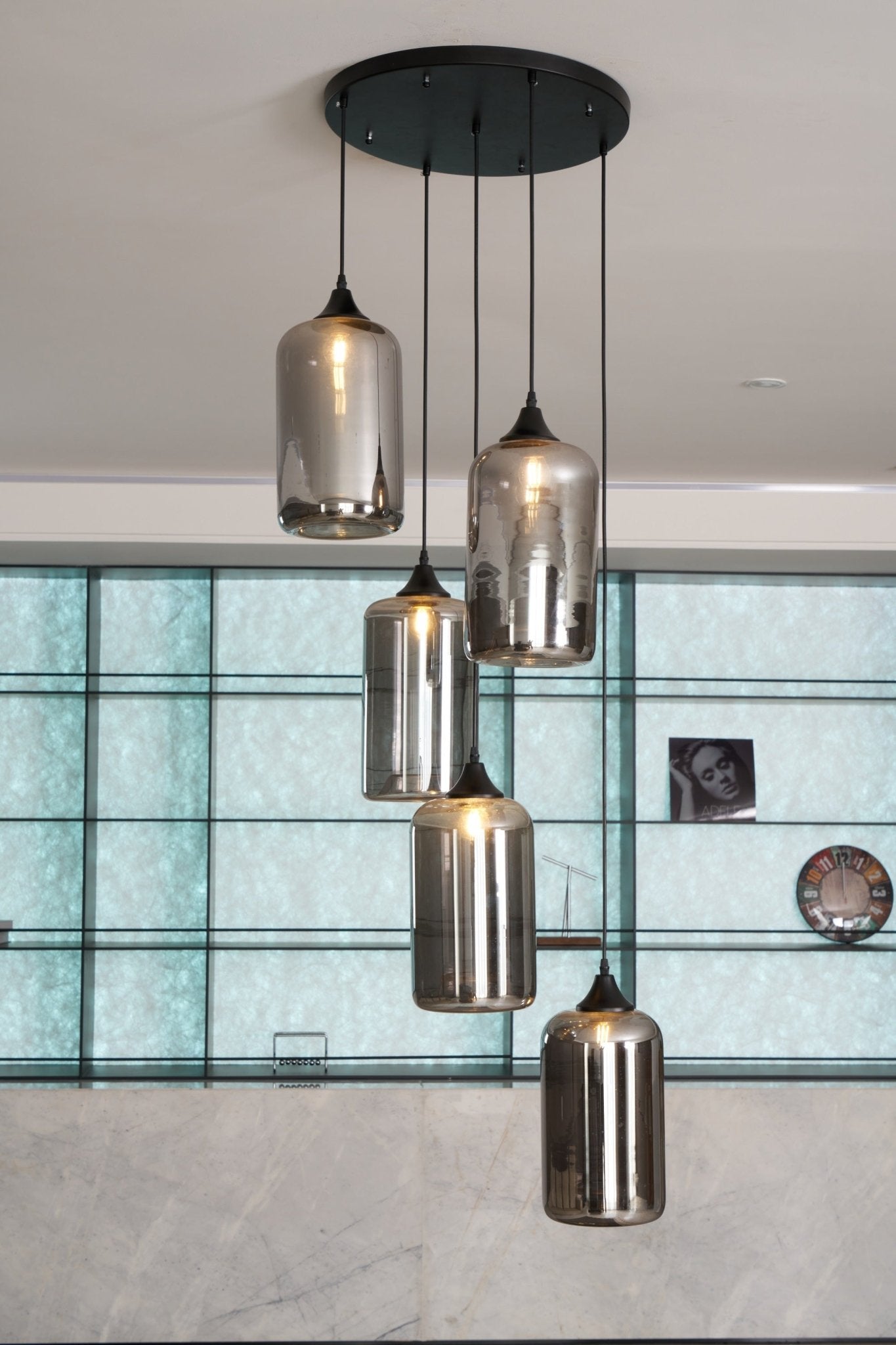 Tevely Glass Industrial Chic Pendant Light