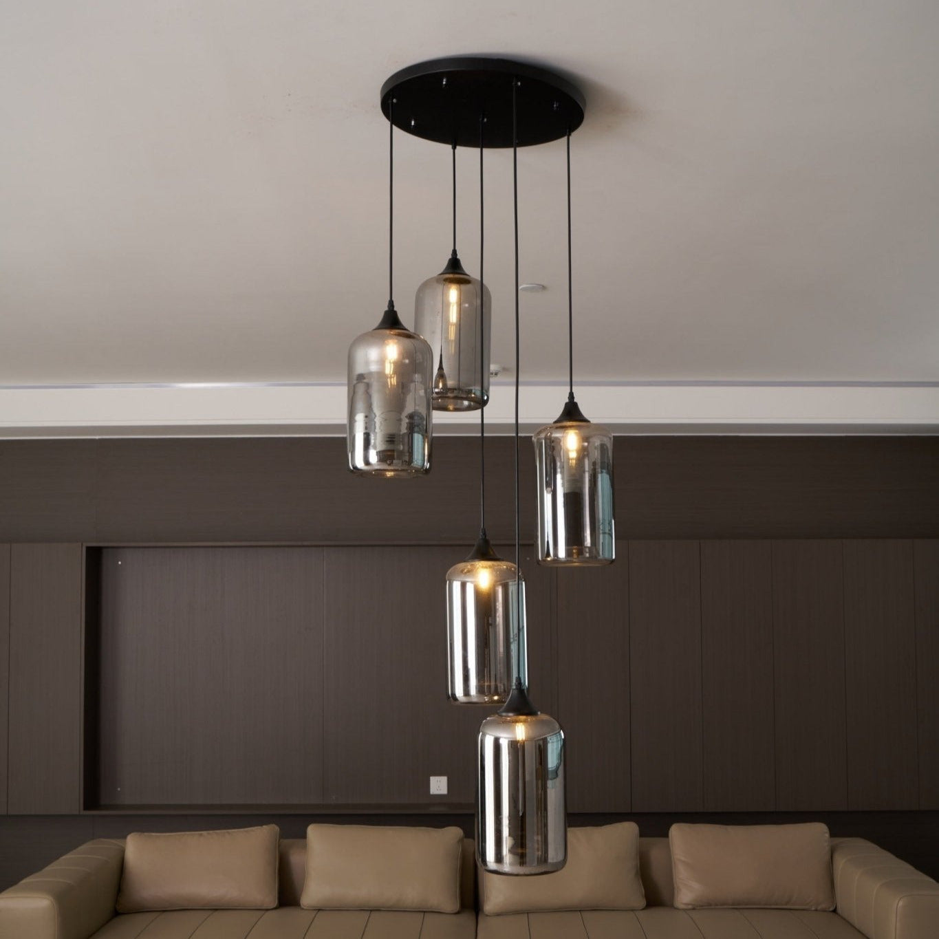 Valentina Minimalist Bottle Glass Pendant Light Smoke Gray