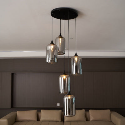 Valentina Minimalist Bottle Glass Pendant Light Smoke Gray