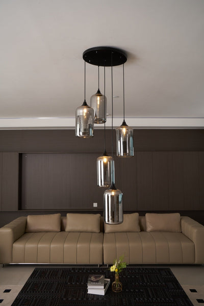 Tevely Glass Industrial Chic Pendant Light