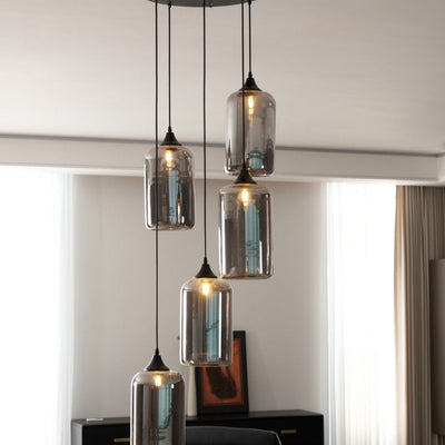 Valentina Minimalist Bottle Glass Pendant Light Smoke Gray