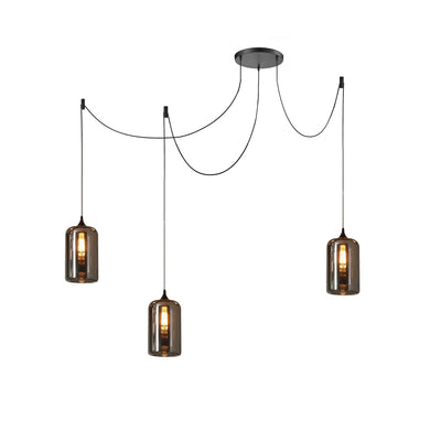 Valentina Minimalist Bottle Glass Pendant Light Smoke Gray