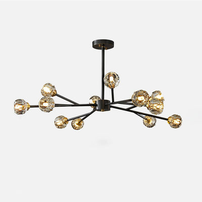 Thalyn Pendant Lamp Crystal Ball Brass Cluster