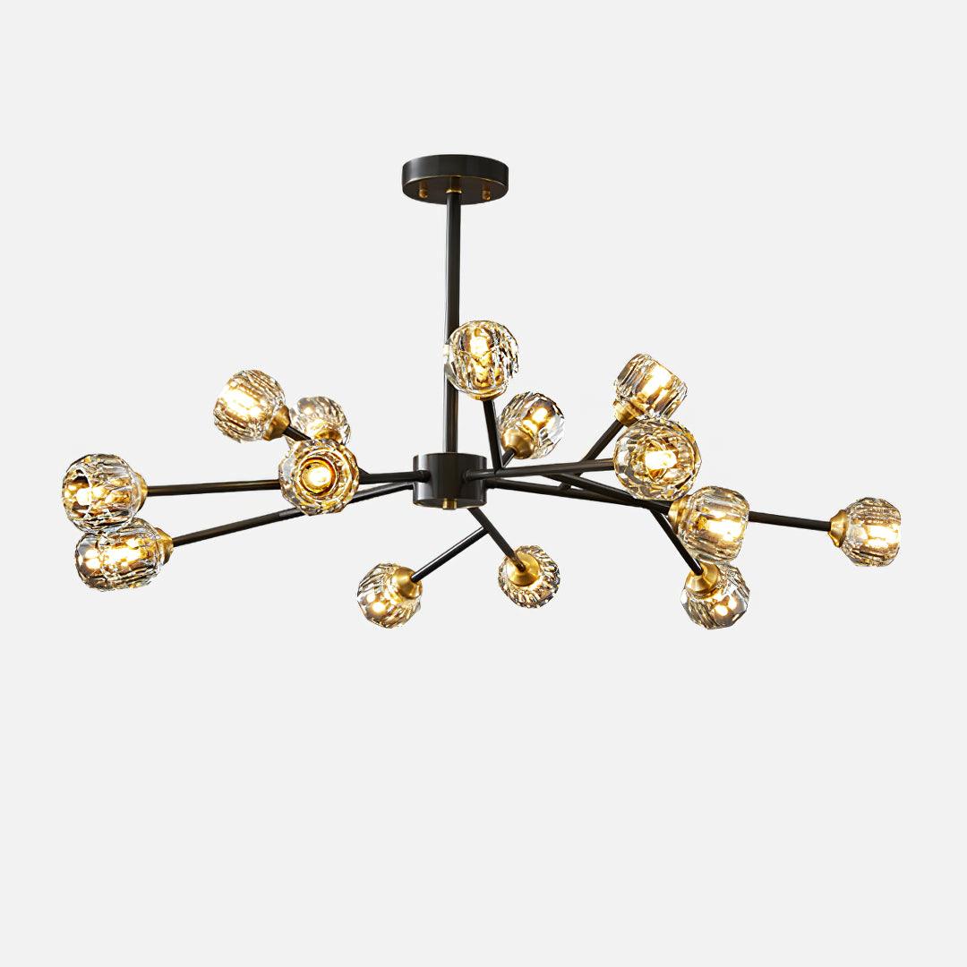 Thalyn Pendant Lamp Crystal Ball Brass Cluster